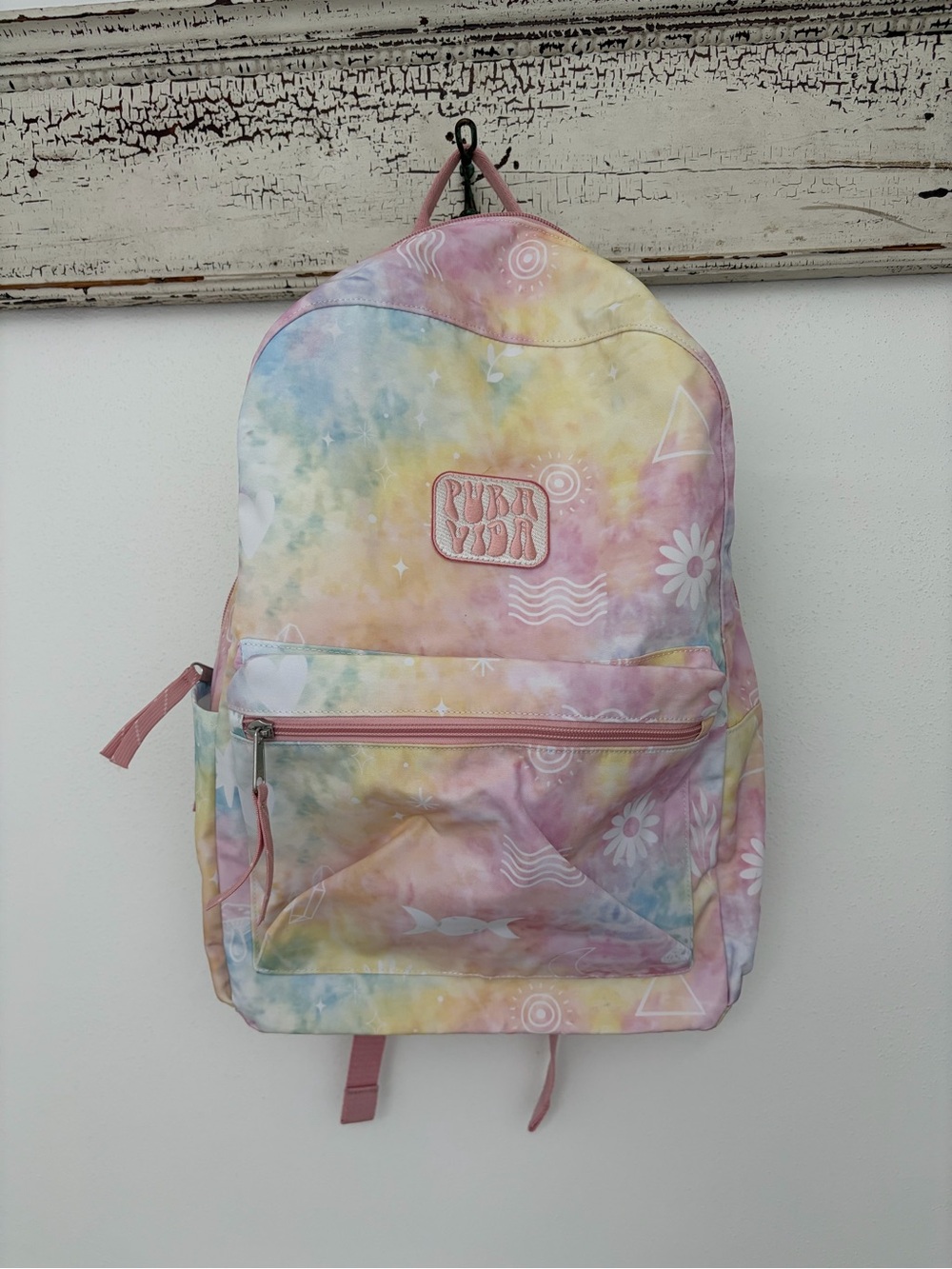 Pura Vida Pastel Tie-Dye Backpack in Pink, Yellow, Blue